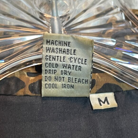 Vtg FUDA Women Animal Leopard Cheetah Silk Bomber Full Zip Structured Jacket M - Picture 12 of 12